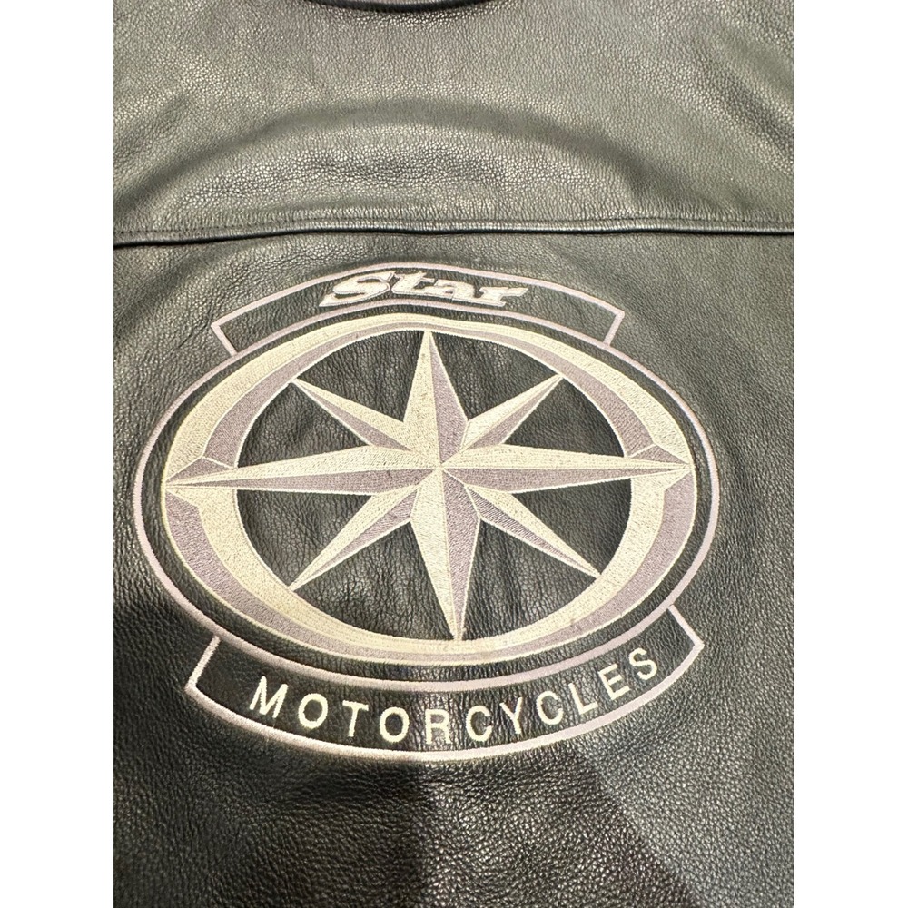 Yamaha Star Motorcycles Leather Vest Mens XL Black Excellent Zip Biker Cruiser